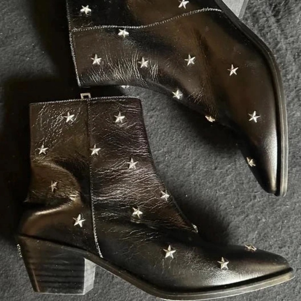Zadig & Voltaire Black Ankle Boots with Silver Stars